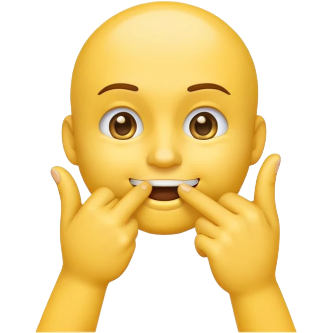 emoji face making shush gesture with finger on lips, other hand pointing at jaw, pressing cheekbones emoji