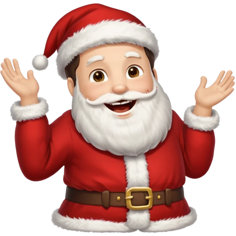 a brunette hair man wearing an oversize santa clothes while laughing  emoji
