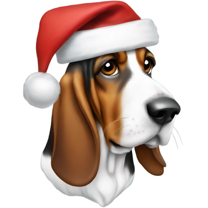 Basset with Santa hat emoji