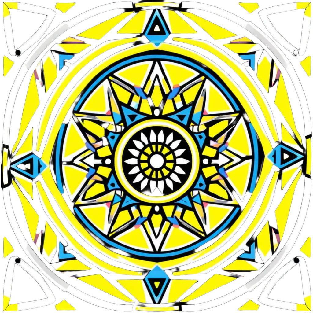 kaleidoscope effect in black, white, and neon yellow emoji