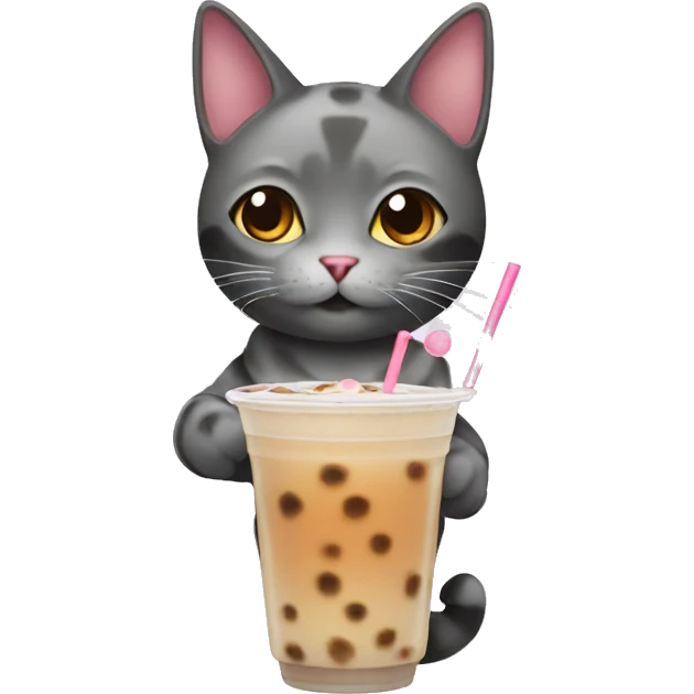 Cat with boba tea  emoji