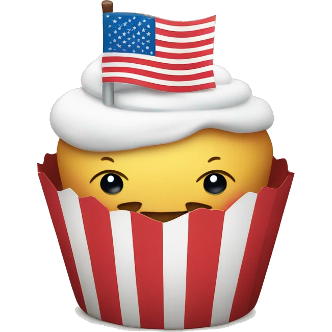 Happy cupcake with an American flag emoji