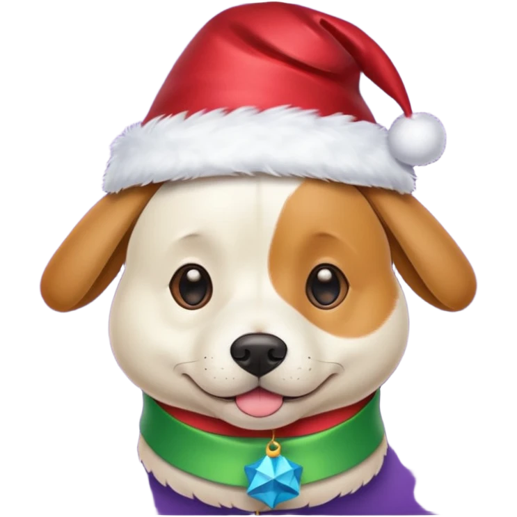 Dog in new yaer hat wrapped paper new yaer  emoji