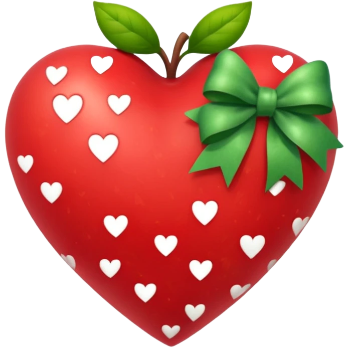 heart with a garden, silver bow with heart pattern on the bow, apple emoji style emoji