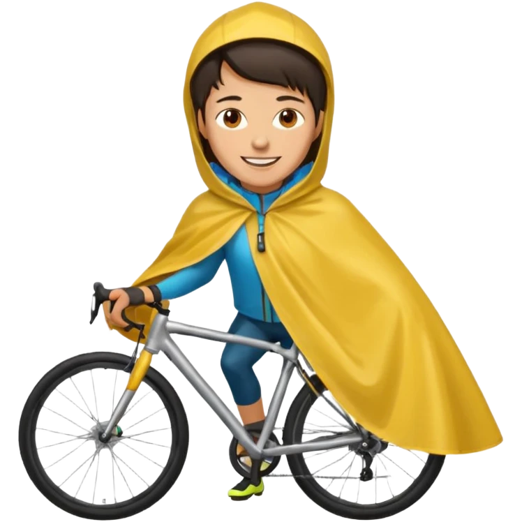 Cyclist with rain poncho emoji