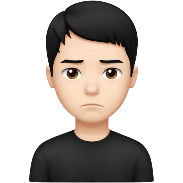 Roblox Avatar whit black shirt and sleek boy har sad emoji