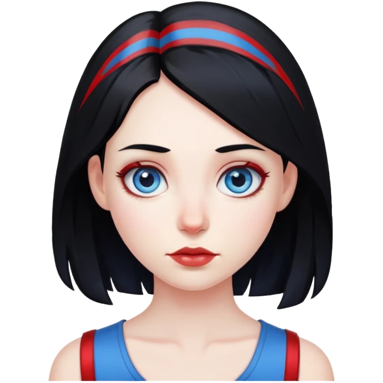 Girl-pale-black hair-red stripe hair-blue eyes emoji