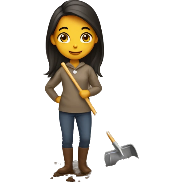 Girl shoveling horse poop emoji
