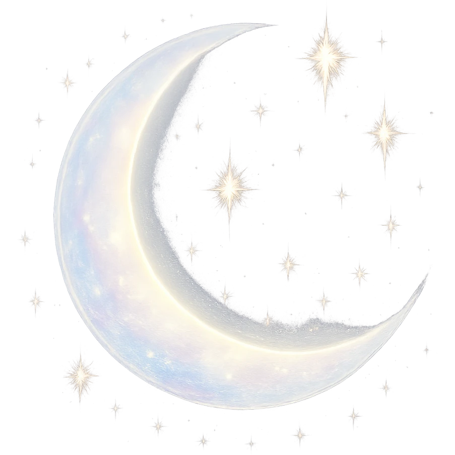 celestial crescent moon with stars, dreamy emoji