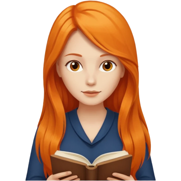 orange long hair woman reading emoji