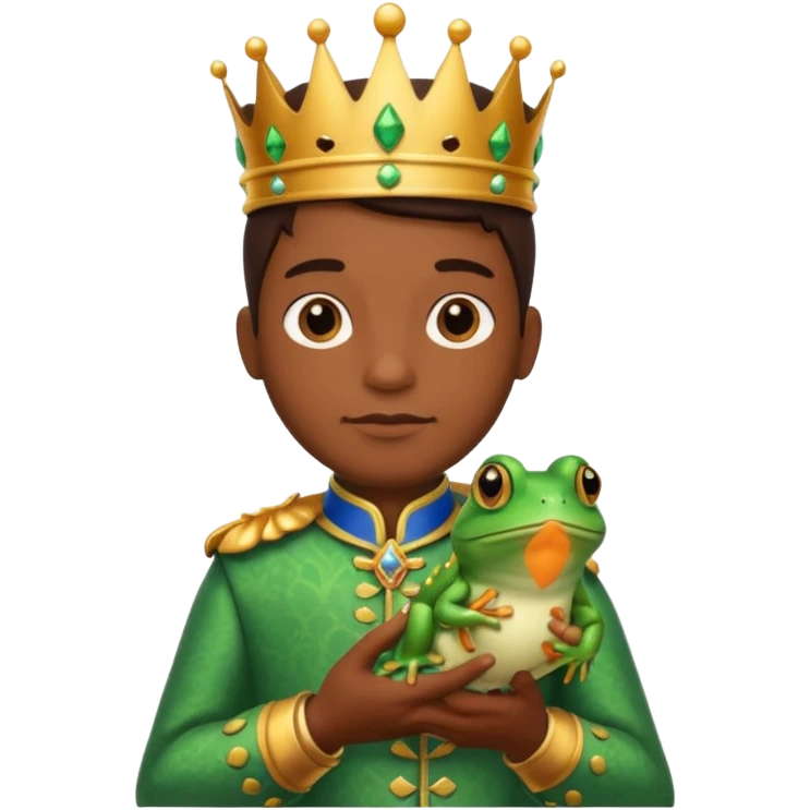 Make me a cute short king with a pet frog emoji