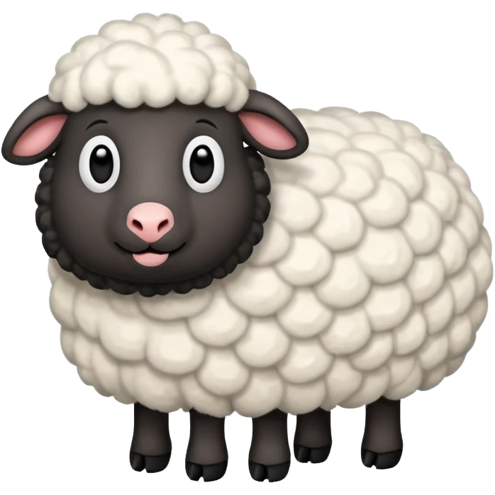 Black sheep around white sheep emoji