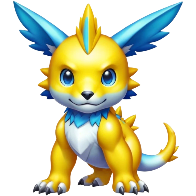 Cute cool shiny colorful Digimon-animal-hybrid full body emoji