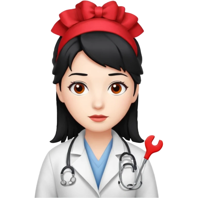 doctor with black hair and red hairclips  emoji
