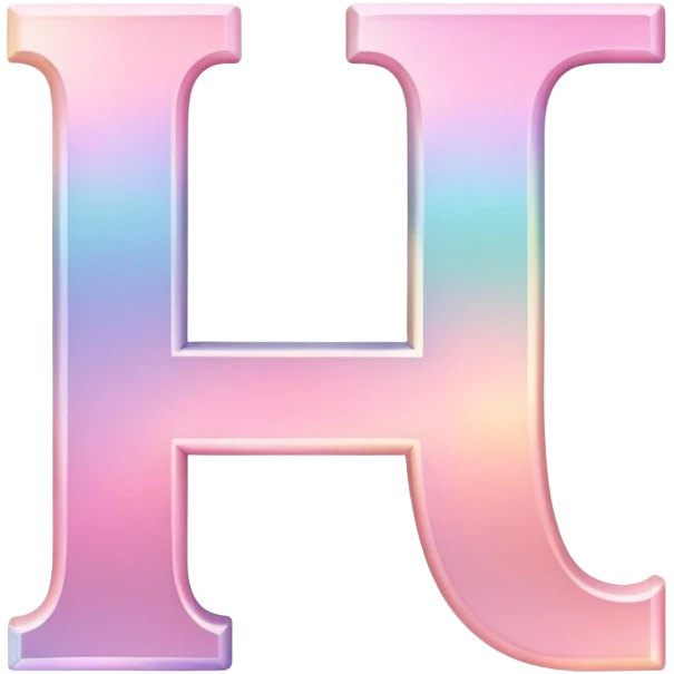 Iridescent pastel pink romantic formal elegant sophisticated cultured neat pretty beautiful nifty cute poetic Font setting icon with letter H emoji