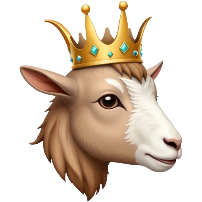 Side view of a goat with a crown emoji
