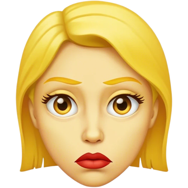 Yellow face pursed lips but slightly annoyed emoji
