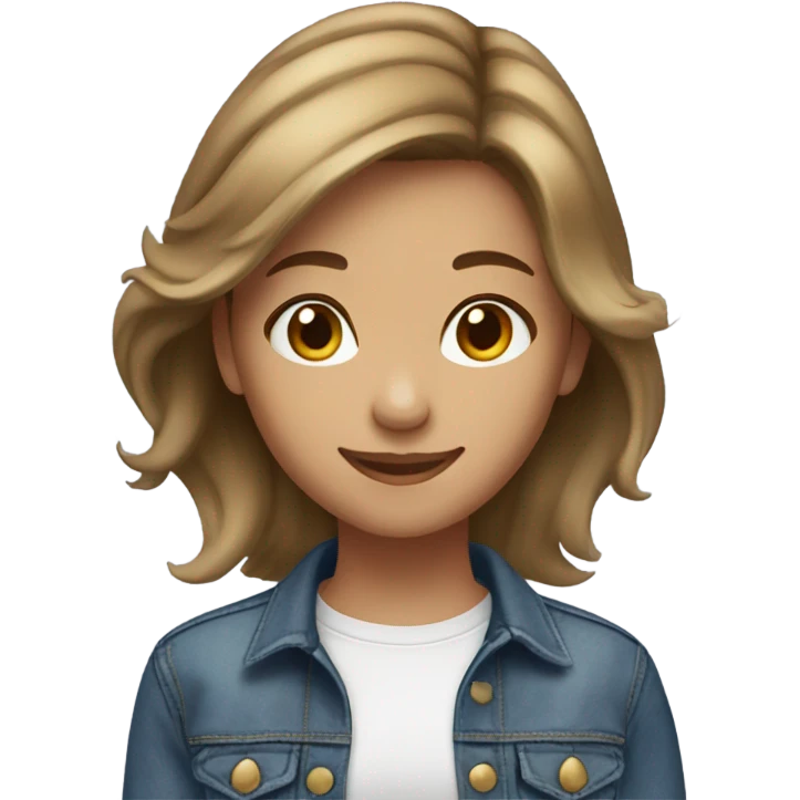 brown with blonde highlights girl in denim smiles emoji