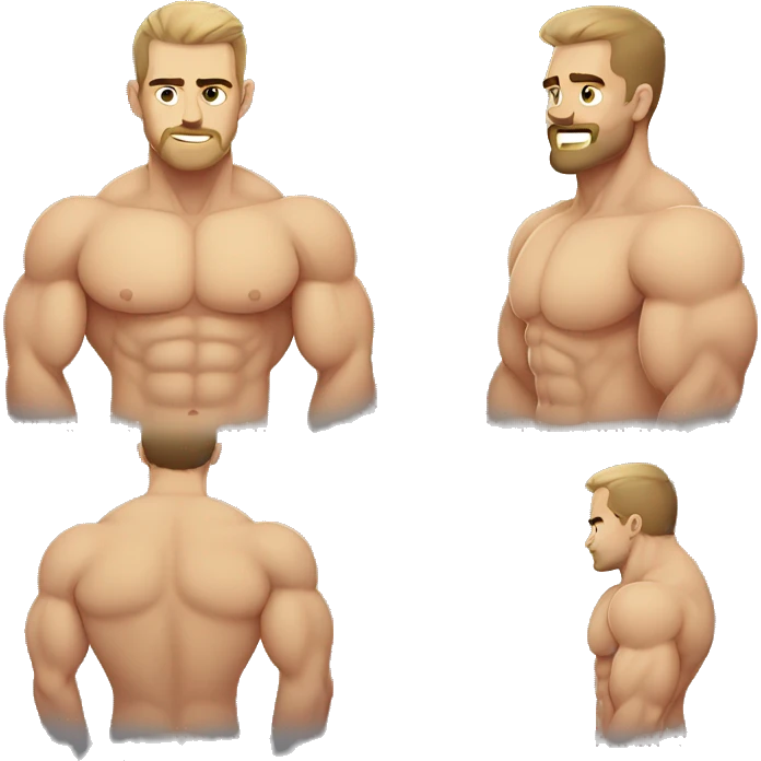 White, Shirtless, hairy chest, Bodybuilder, biceps, military haircut emoji