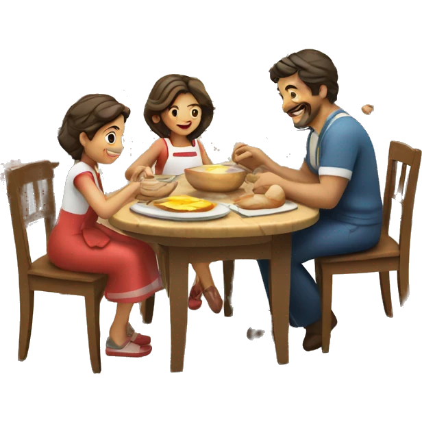 Italian family preparing breakfast at cozy kitchen  emoji