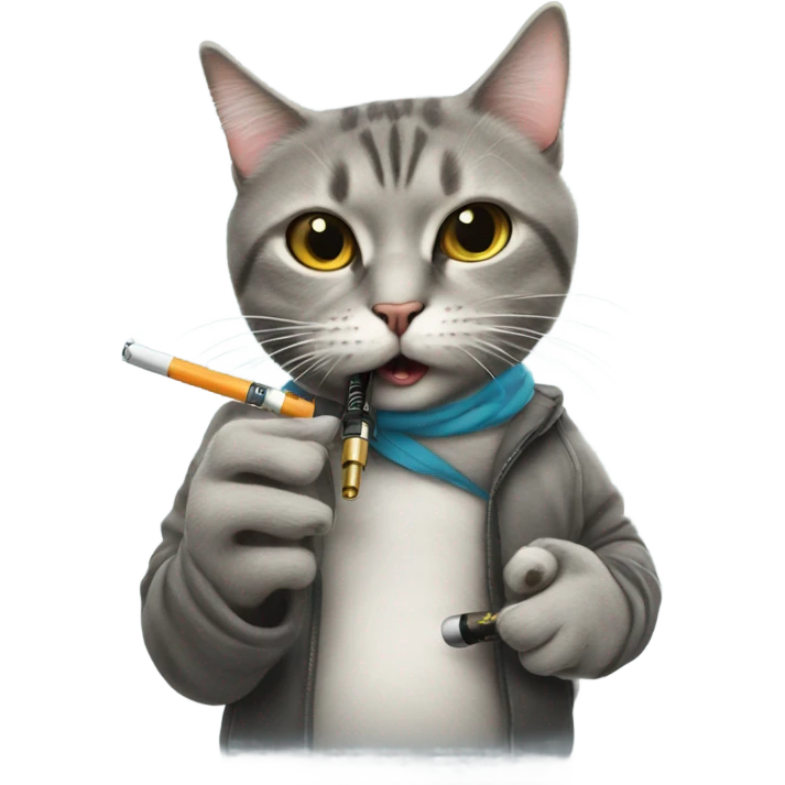 cat hitting a vape pen in mouth emoji