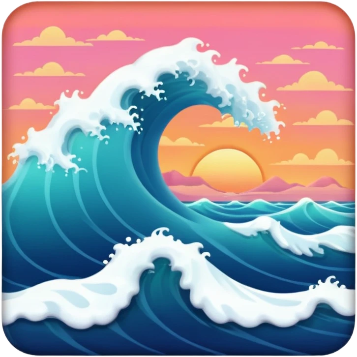 Ocean waves with sunset  emoji