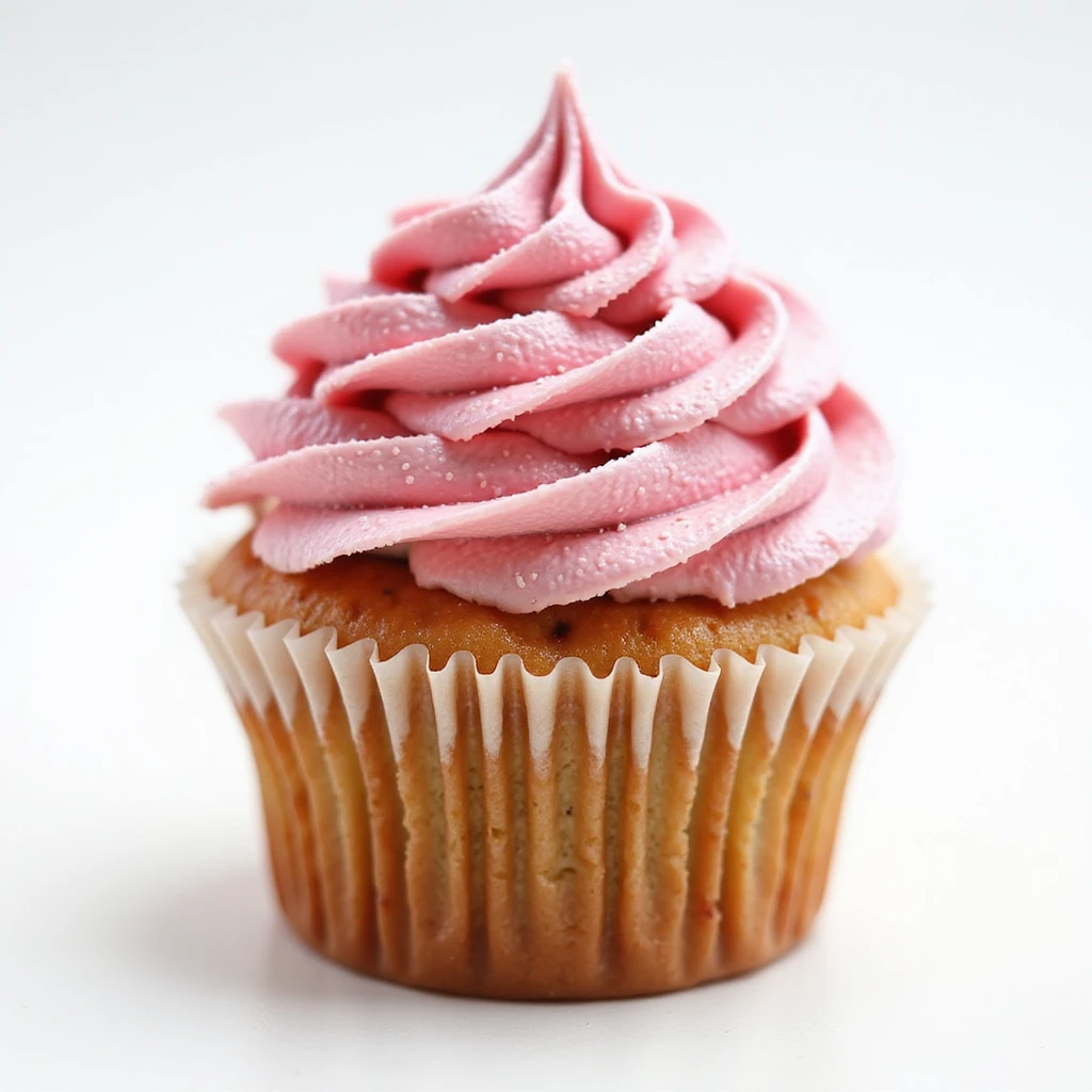 detailed realistic cupcake with pink icing emoji