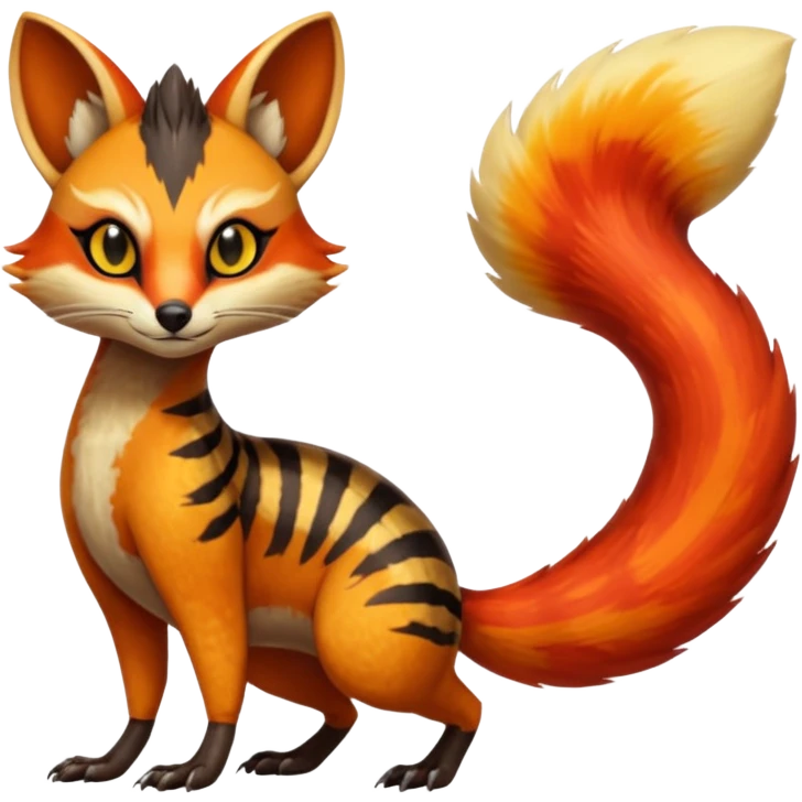 Fiery Wicked Cool Hot Badass Genet-Numbat-Sergal-Meloetta-Vernid-fusion-hybrid-creature emoji