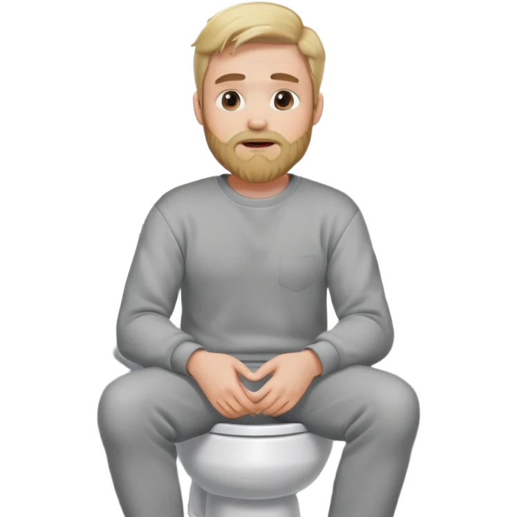 A blonde bearded man wearing a sweatshirt while sitting on a toilet emoji