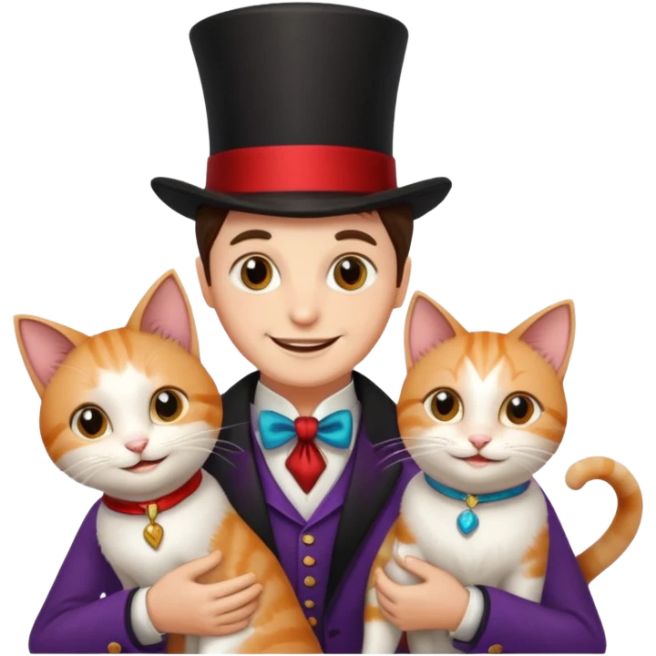 magician couple and their pet cat emoji