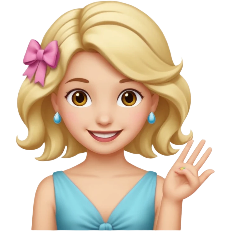 Emoji qui sourire avec un doigt d’honneur et un noeud dans les cheveux ils faut que se soit girly emoji