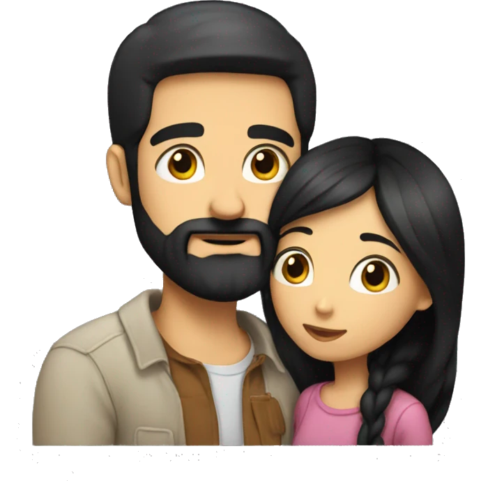 guy with beard kissing a girl with black hair  emoji