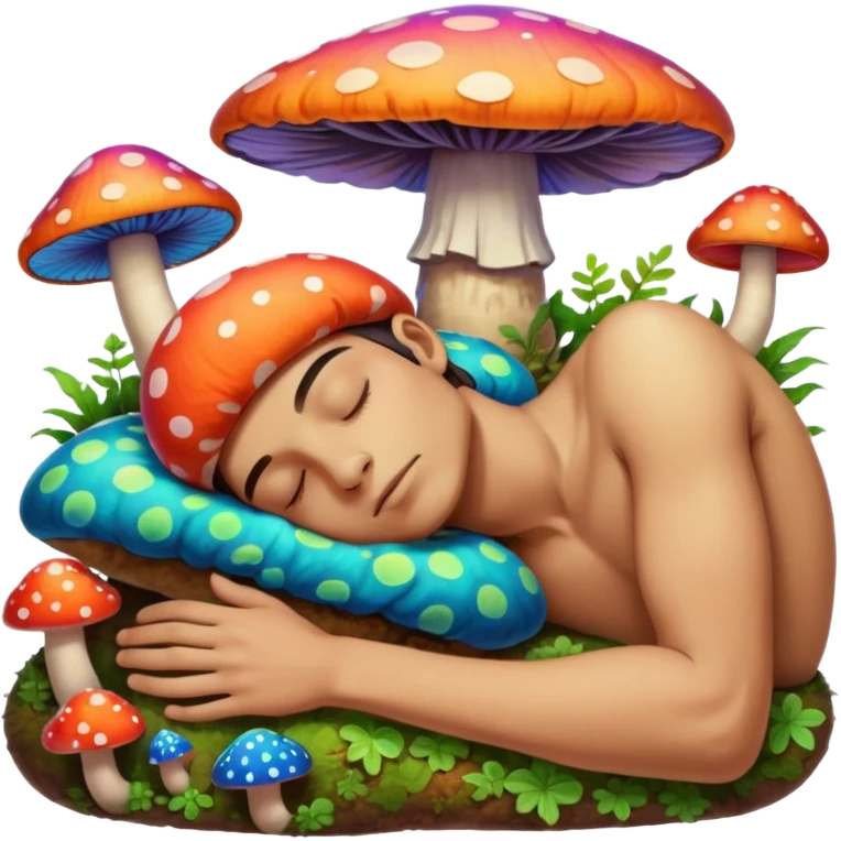 Психоделический гриб ложит спать человека emoji