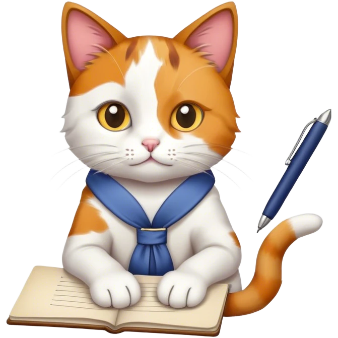 cat with pen and paper emoji
