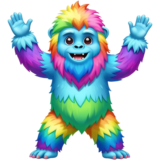 easter rainbow yeti dancing emoji