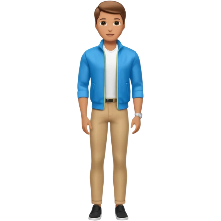 barbie ken as a guy with brown hair and brown eyes and tanned skin and full body emoji