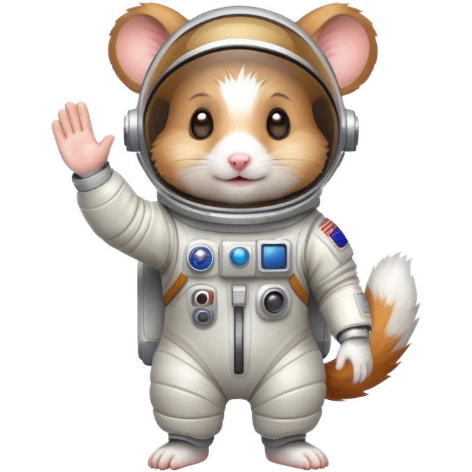 space hamster in a spacesuit waving his hand emoji