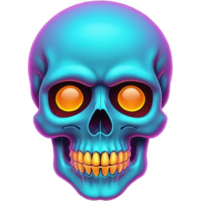 skull shape neon sign style emoji