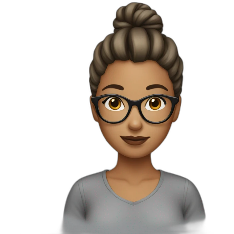 girl with glasses and hair bun emoji