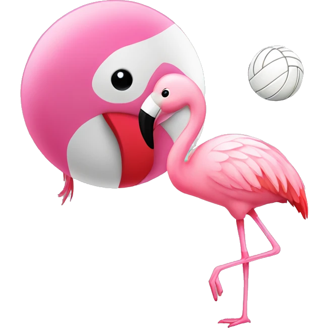 Flamingo and a volleyball emoji