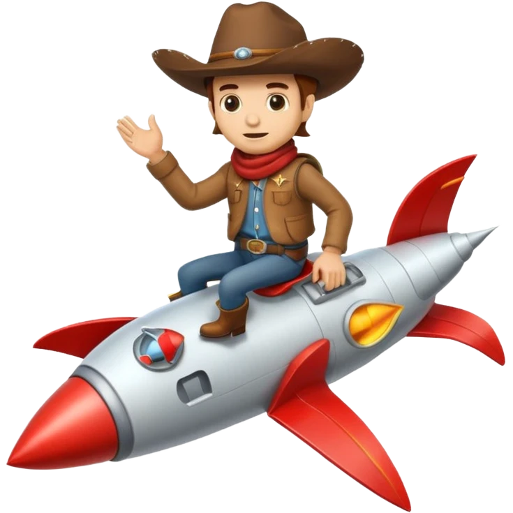 Cowboy riding a rocket emoji
