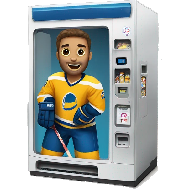 A vending machine hockey player  emoji