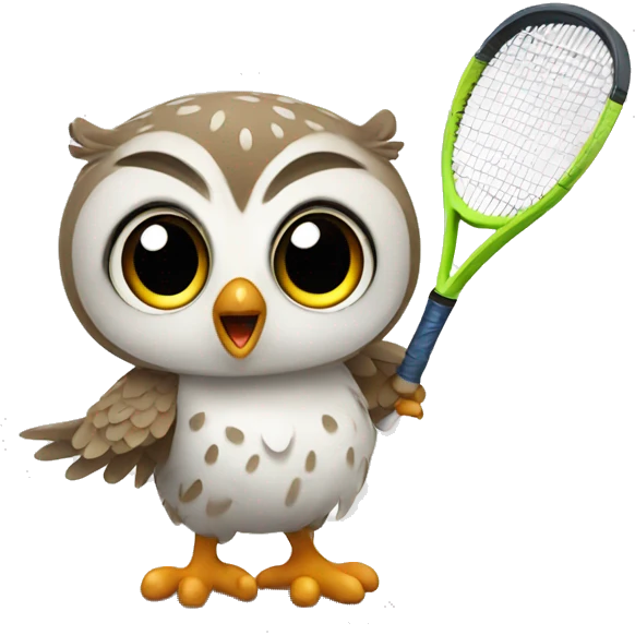 Baby owl playing tennis emoji