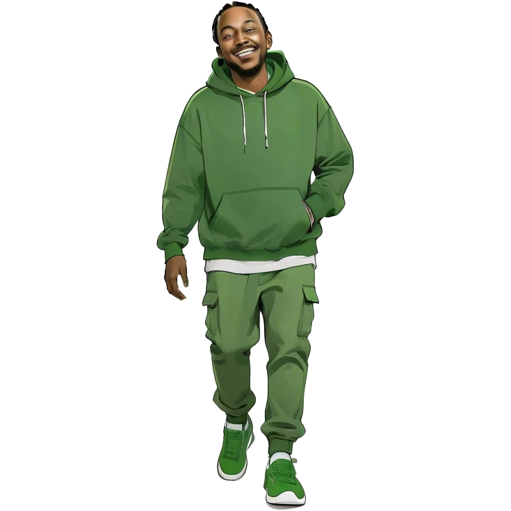 Kendrick Lamar walking , rapping and smiling  emoji