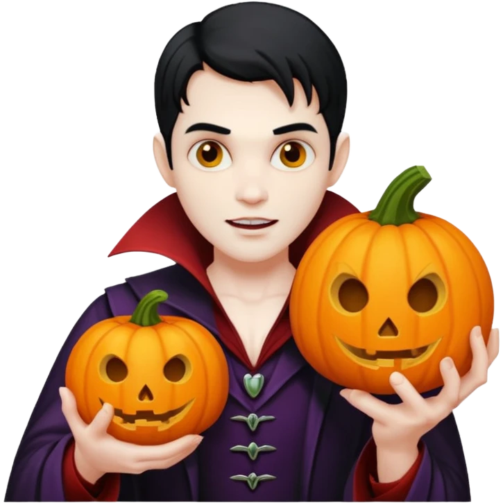 vampire with pumpkin emoji