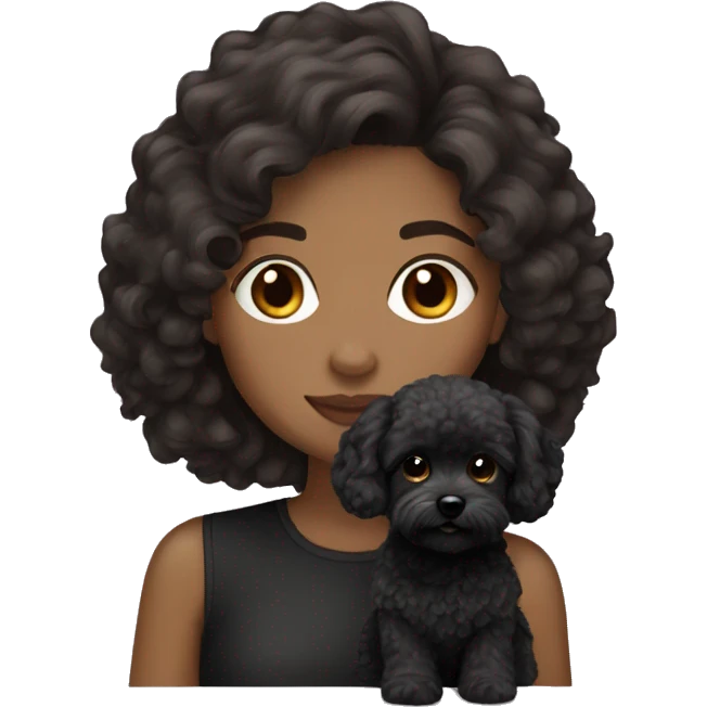 Brunette girl with black maltipoo emoji