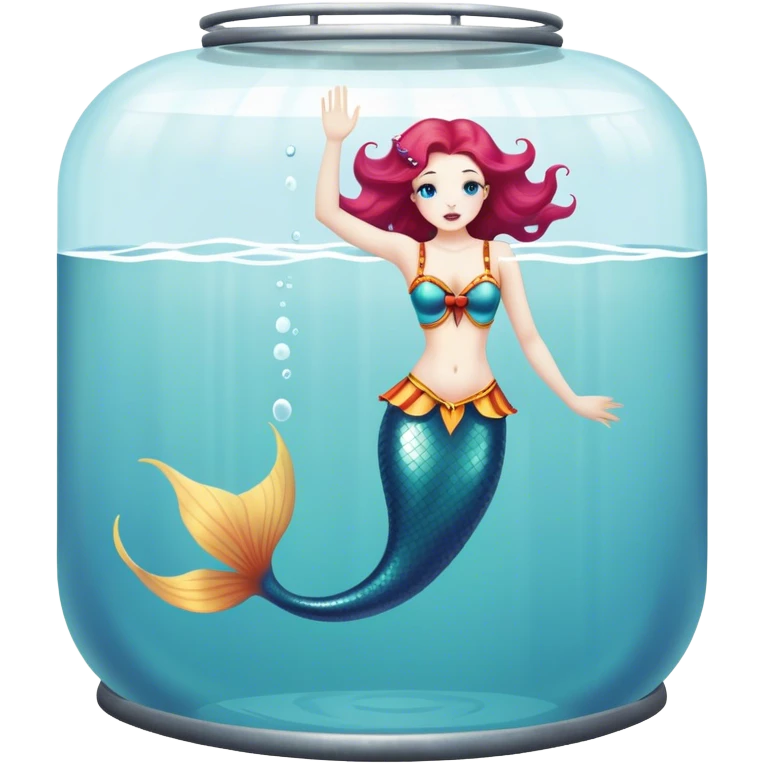 Vintage circus mermaid submerged in water tank emoji