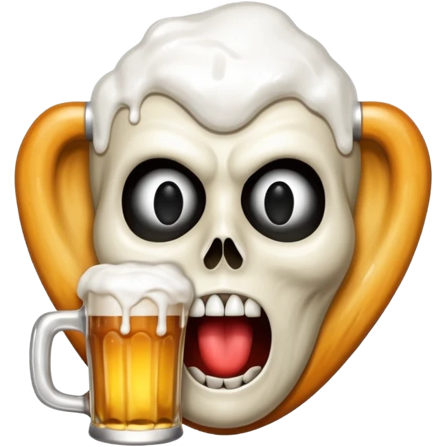 Halloween scream mask with beer emoji