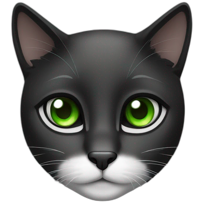 black and white cat and green eyes emoji