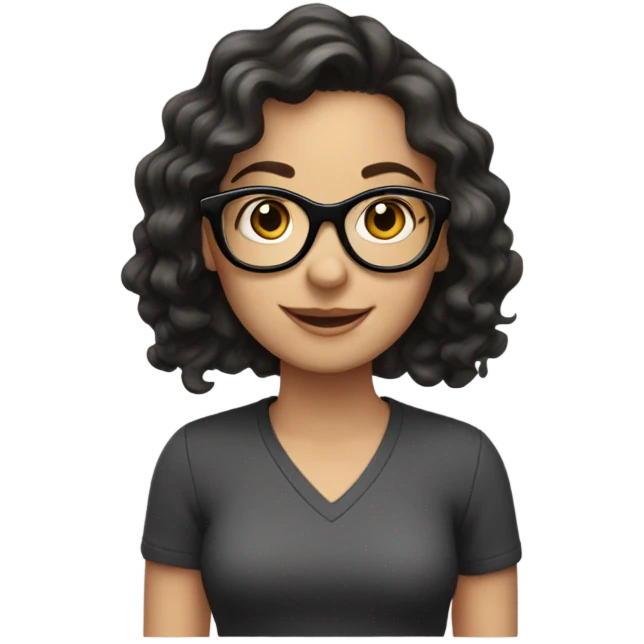 Happy birthday white girl with dark wavy hair and glasses emoji